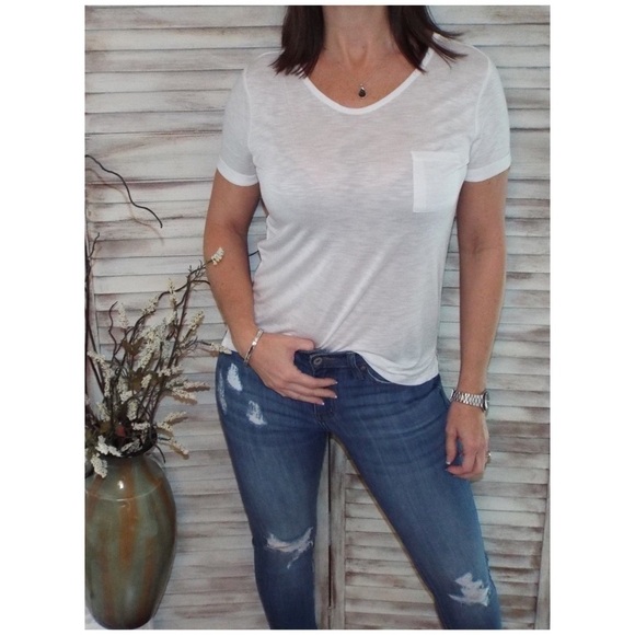 Tops - Burnout Melange Tissue Scoop Shirt Tee White 1120